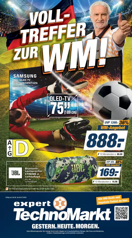 Expert  Technomarkt Prospekt in Kaufbeuren | VOLLTREFFER ZUR WM! | 2026-07-01T00:00:00.000Z - 2026-07-06T00:00:00.000Z