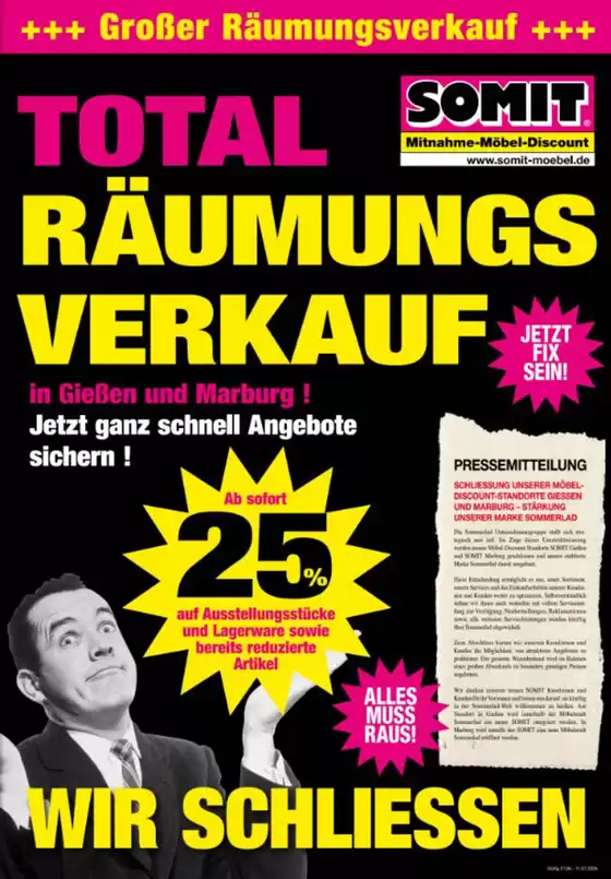 SOMIT Prospekt in Pfalzgrafenweiler | Total Raumungs Verkauf `  | 2026-07-01T00:00:00.000Z - 2026-07-11T00:00:00.000Z