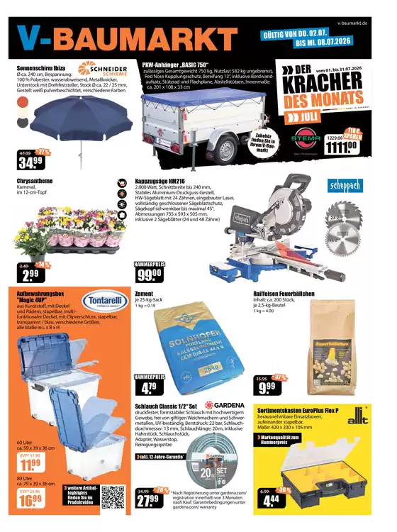 V Baumarkt Katalog | Aktuelle Angebote V Baumarkt | 2026-07-02T00:00:00.000Z - 2026-07-08T00:00:00.000Z