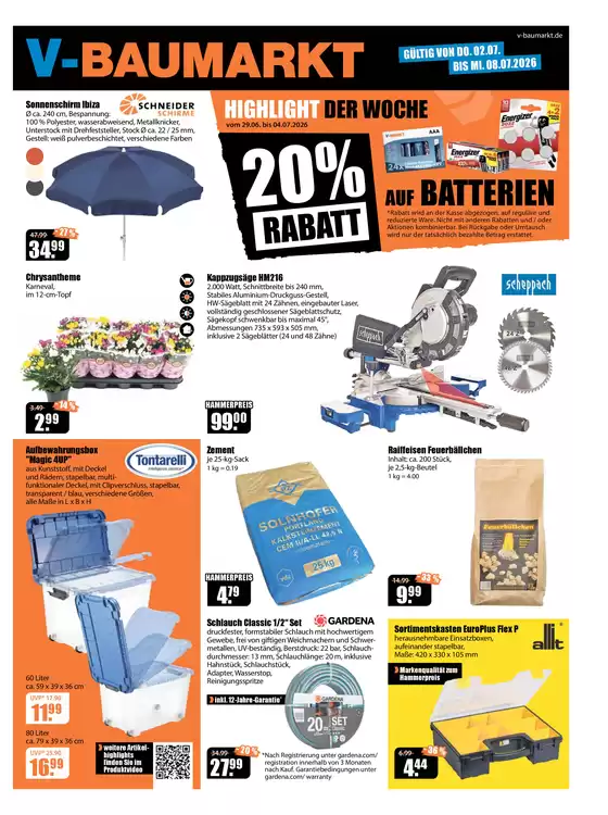 V Baumarkt Katalog | Tolle Rabatte auf ausgewählte Produkte | 2026-07-02T00:00:00.000Z - 2026-07-08T00:00:00.000Z