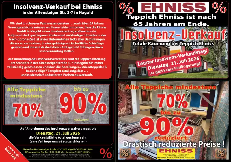 Ehniss Katalog | Alle Teppiche Mindestens 70% | 2026-07-03T00:00:00.000Z - 2026-07-21T00:00:00.000Z