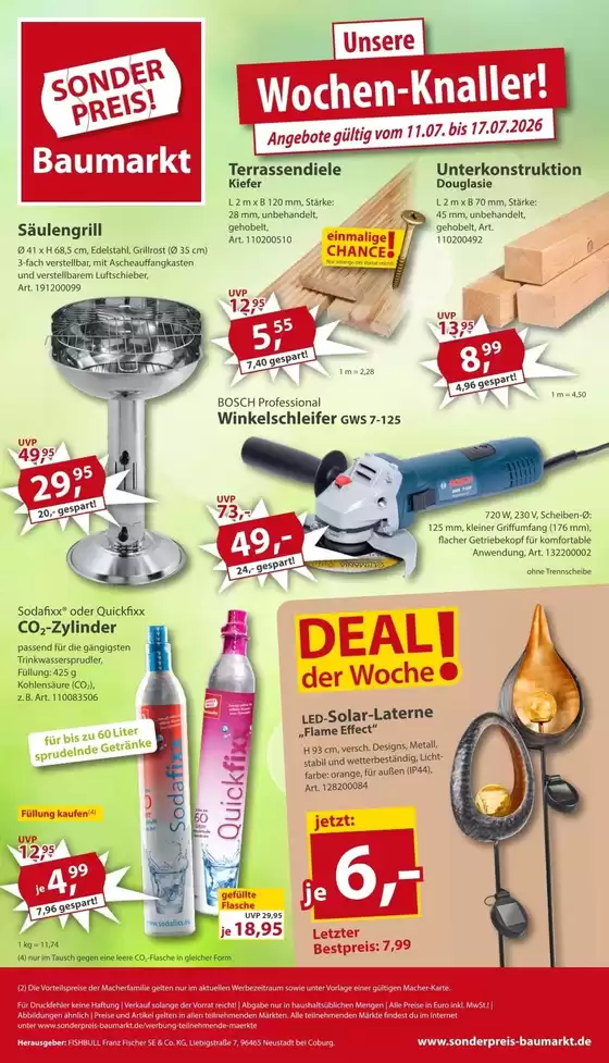 Sonderpreis Baumarkt Katalog | Rabatte und Aktionen | 2026-07-11T00:00:00.000Z - 2026-07-17T00:00:00.000Z