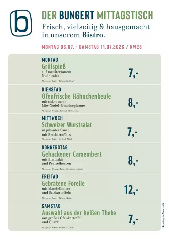BUNGERT Katalog | BUNGERT Mittagstisch KW28 2026 | 2026-07-06T00:00:00.000Z - 2026-07-11T00:00:00.000Z