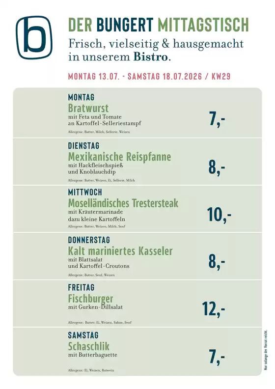 BUNGERT Katalog | BUNGERT Mittagstisch KW29 2026 | 2026-07-13T00:00:00.000Z - 2026-07-18T00:00:00.000Z