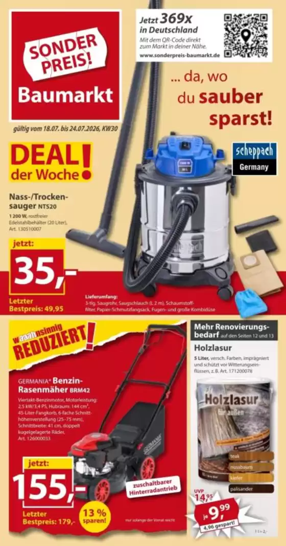 Sonderpreis Baumarkt Katalog | Top-Angebote für alle Schnäppchenjäger | 2026-07-18T00:00:00.000Z - 2026-07-24T00:00:00.000Z