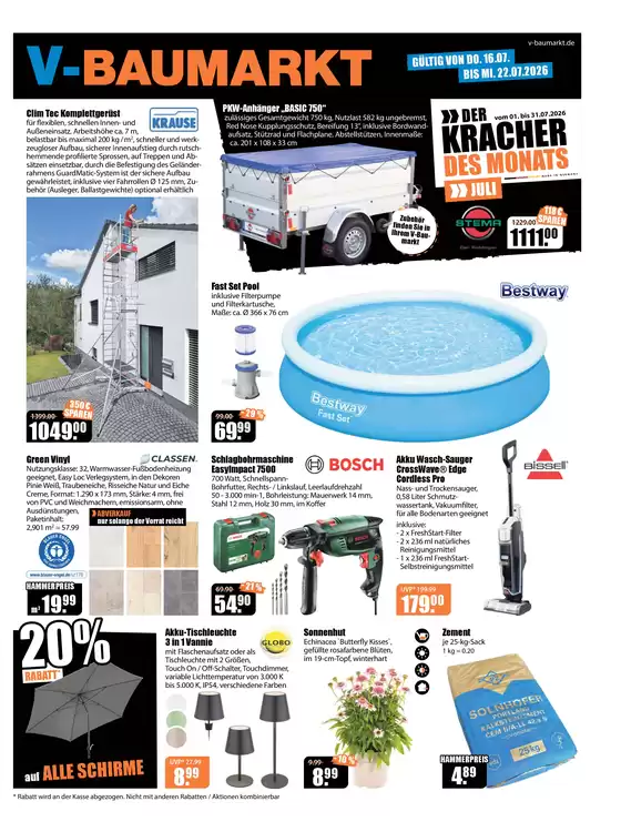 V Baumarkt Katalog | Aktuelle Angebote V Baumarkt | 2026-07-16T00:00:00.000Z - 2026-07-22T00:00:00.000Z