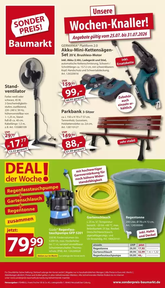 Sonderpreis Baumarkt Katalog | Aktuelle Deals und Angebote | 2026-07-25T00:00:00.000Z - 2026-07-31T00:00:00.000Z