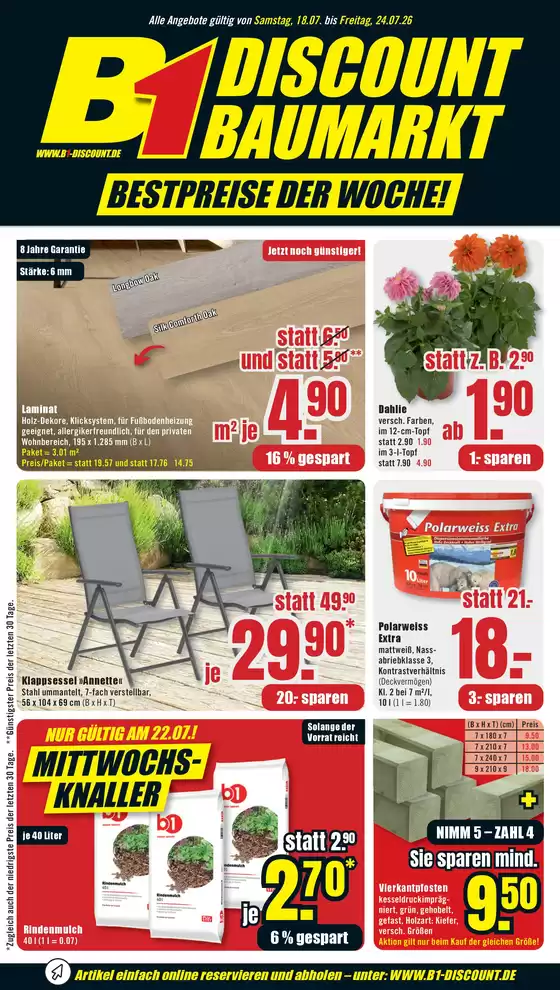 B1 Discount Baumarkt Katalog | B1 Discount Baumarkt flugblatt | 2026-07-18T00:00:00.000Z - 2026-07-24T00:00:00.000Z