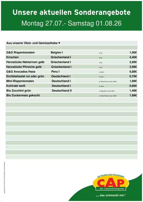 CAP Markt Katalog | Jetzt sparen mit unseren Deals | 2026-07-27T00:00:00.000Z - 2026-08-01T00:00:00.000Z