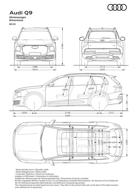 Audi Katalog | Massskizze Q9 BASIS EU 4C | 2026-07-29T00:00:00.000Z - 2026-12-31T00:00:00.000Z