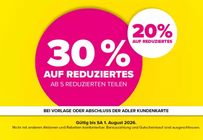 Adler Katalog | 30% Auf Reduziertes | 2026-07-29T00:00:00.000Z - 2026-08-01T00:00:00.000Z