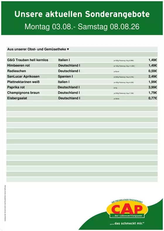 CAP Markt Katalog | Unsere besten Angebote für Sie | 2026-08-03T00:00:00.000Z - 2026-08-08T00:00:00.000Z
