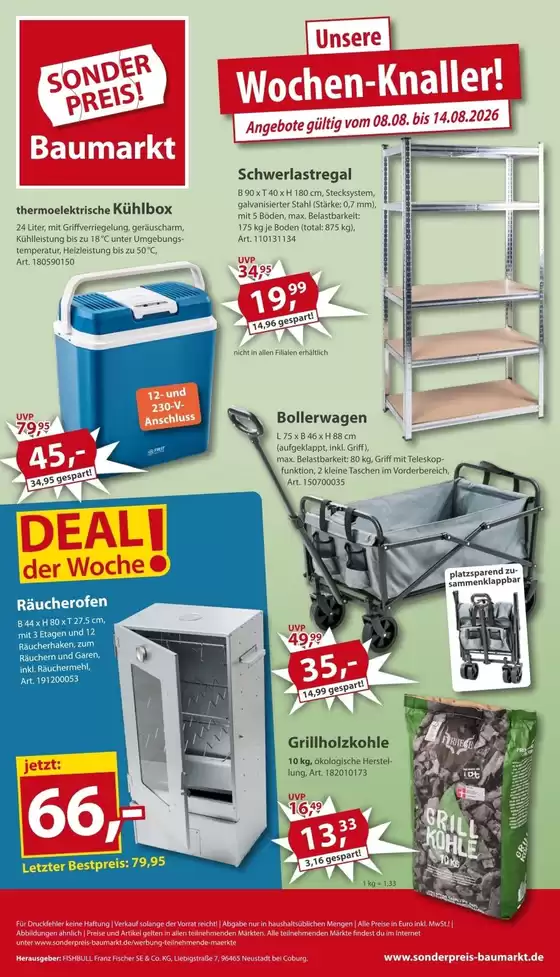 Sonderpreis Baumarkt Katalog | Exklusive Deals und Schnäppchen | 2026-08-08T00:00:00.000Z - 2026-08-14T00:00:00.000Z