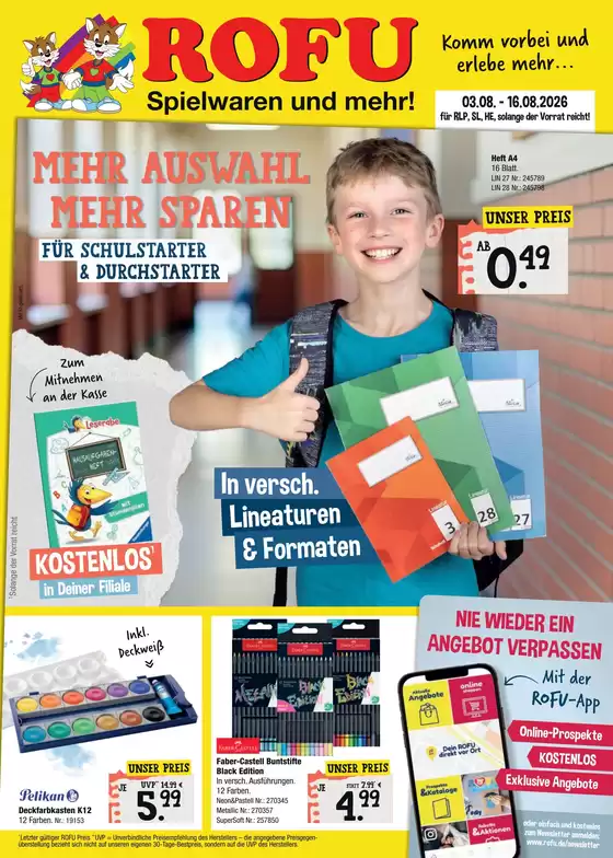 Rofu Kinderland Katalog | KW32 Schule Prospekt | 2026-08-03T00:00:00.000Z - 2026-08-16T00:00:00.000Z