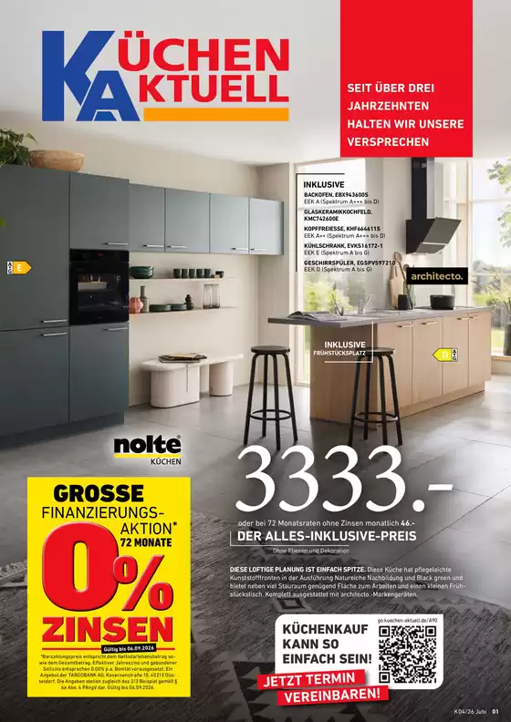 Küchen Aktuell Katalog in Berga | GROSSE FINANZIERUNGSAKTION* 0% | 2026-08-04T00:00:00.000Z - 2026-09-06T00:00:00.000Z
