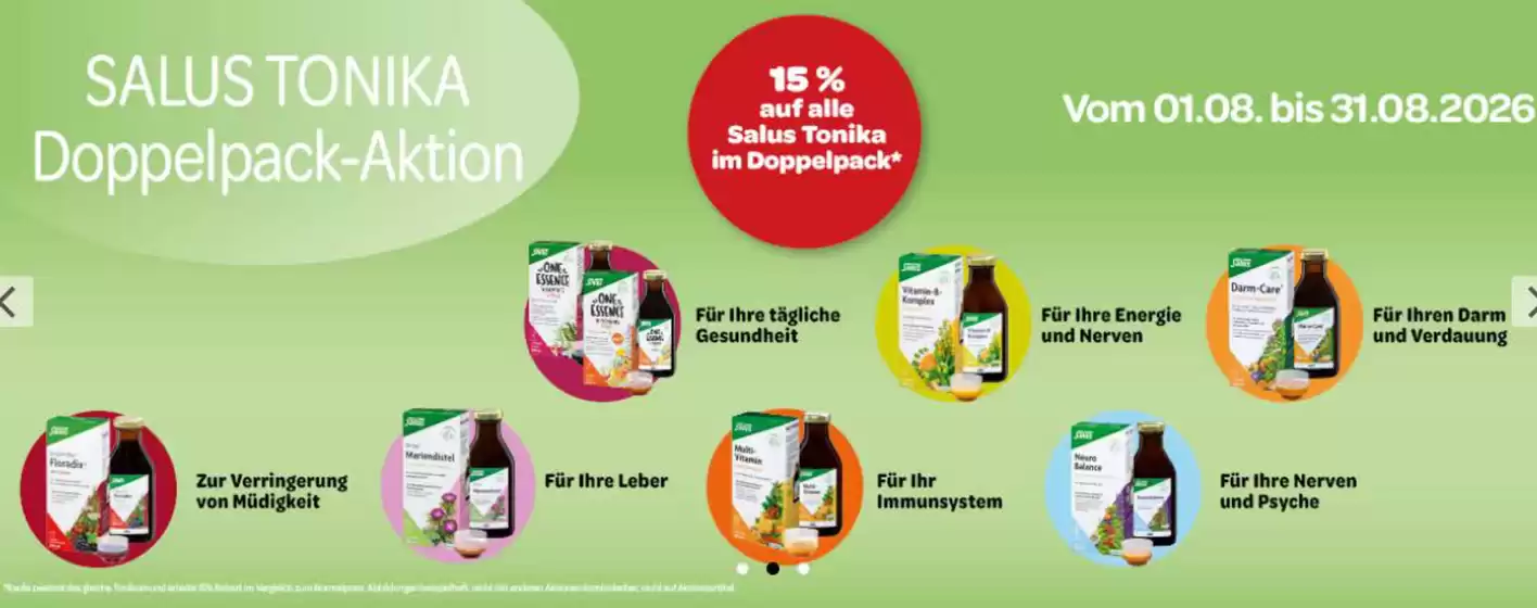 Vitalia Katalog in Bad Mergentheim | 15% Auf Alle Salus Toniks Im Doppelpack* | 2026-08-05T00:00:00.000Z - 2026-08-31T00:00:00.000Z