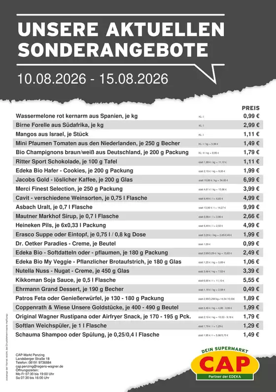 CAP Markt Katalog in St Leon-Rot | Sonderangebote für Sie | 2026-08-10T00:00:00.000Z - 2026-08-15T00:00:00.000Z