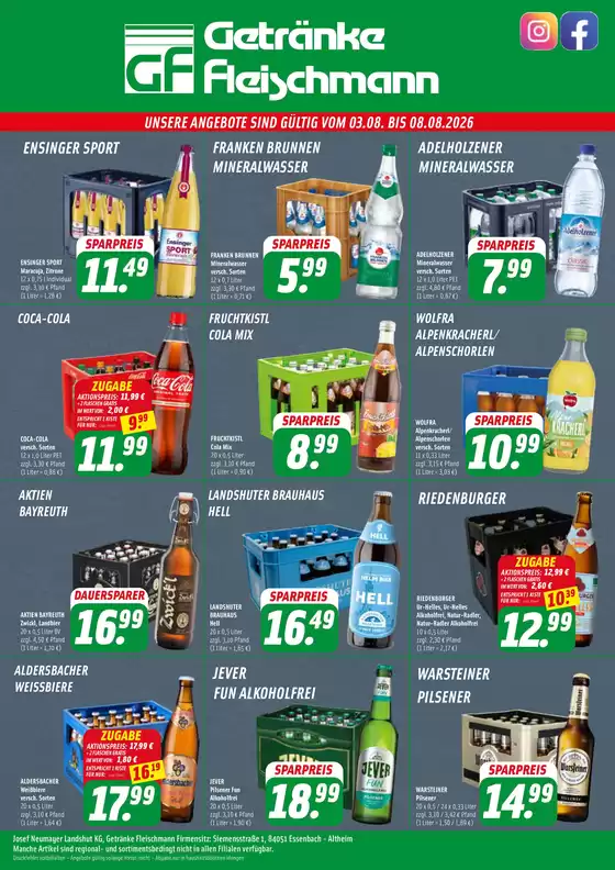 Getränke Fleischmann Katalog in Murr | UNSERE ANGEBOTE SIND GÜLTIG ``` | 2026-08-07T00:00:00.000Z - 2026-08-08T00:00:00.000Z