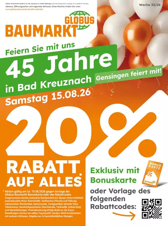 Globus Baumarkt Katalog | Top-Deals und Rabatte | 2026-08-10T00:00:00.000Z - 2026-08-15T00:00:00.000Z