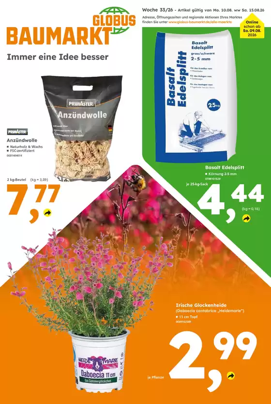 Globus Baumarkt Katalog | Neue Angebote zum Entdecken | 2026-08-10T00:00:00.000Z - 2026-08-15T00:00:00.000Z