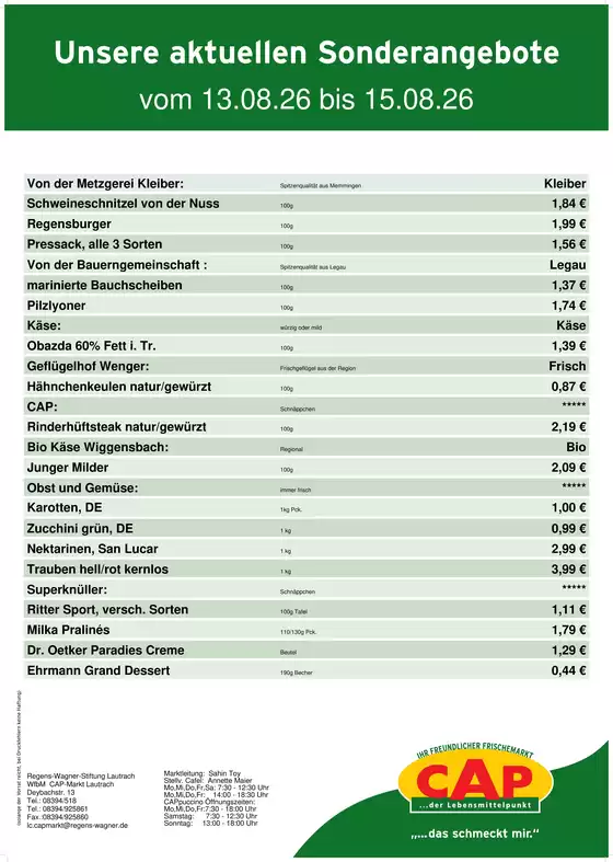 CAP Markt Katalog | Aktuelle Schnäppchen und Angebote | 2026-08-13T00:00:00.000Z - 2026-08-15T00:00:00.000Z