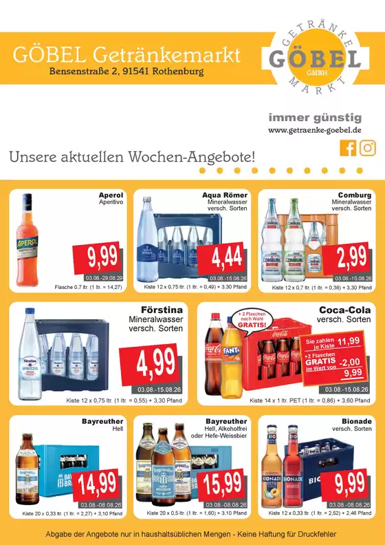Getränke Göbel Katalog | Unsere besten Angebote für Sie | 2026-08-03T00:00:00.000Z - 2026-08-29T00:00:00.000Z