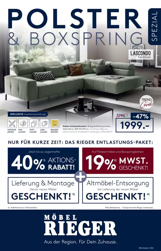 Möbel Rieger Katalog | Neue Angebote zum Entdecken | 2026-08-13T00:00:00.000Z - 2026-09-08T00:00:00.000Z