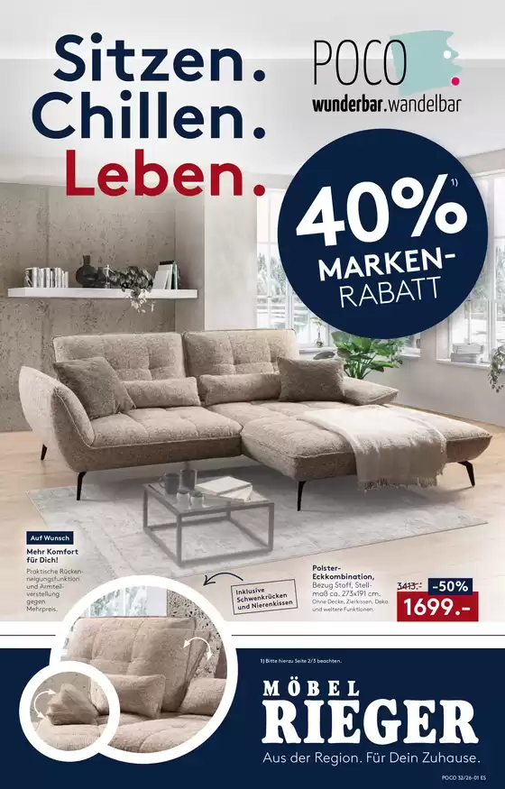 Möbel Rieger Katalog | Aktuelle Sonderaktionen | 2026-08-13T00:00:00.000Z - 2026-08-17T00:00:00.000Z