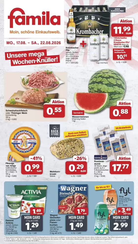 famila Nordwest Katalog in Colnrade | Markt - Angebote | 2026-08-17T00:00:00.000Z - 2026-08-22T00:00:00.000Z