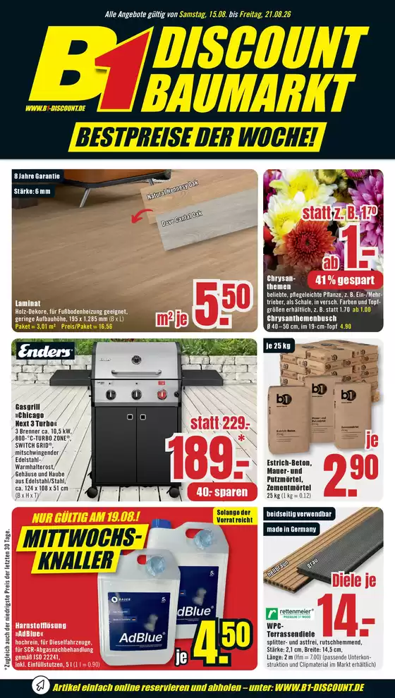 B1 Discount Baumarkt Katalog in Bautzen | B1 Discount Baumarkt flugblatt | 2026-08-15T00:00:00.000Z - 2026-08-21T00:00:00.000Z