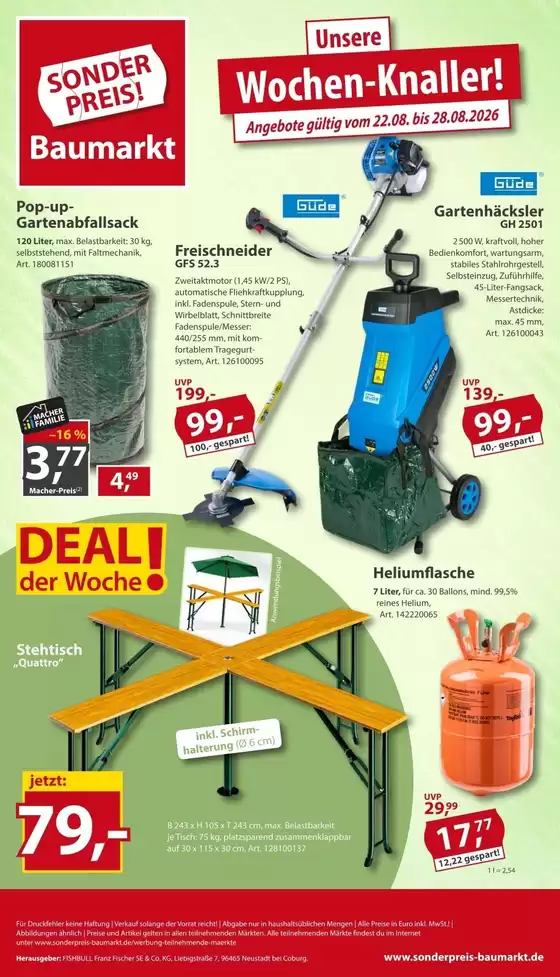 Sonderpreis Baumarkt Katalog | Unsere besten Angebote für Sie | 2026-08-22T00:00:00.000Z - 2026-08-28T00:00:00.000Z
