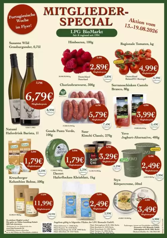 LPG Biomarkt Prospekt in Sulzbach-Rosenberg | LPG Biomarkt flugblatt | 2026-08-13T00:00:00.000Z - 2026-08-19T00:00:00.000Z
