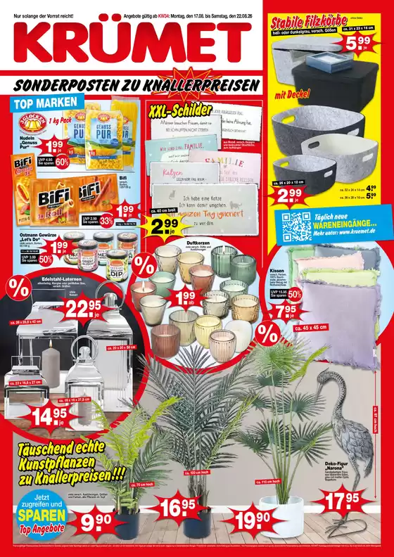 Krümet Sonderposten Katalog in Welschneudorf | SONDERPOSTEN ZU KNALLERPREISEN `` | 2026-08-17T00:00:00.000Z - 2026-08-22T00:00:00.000Z