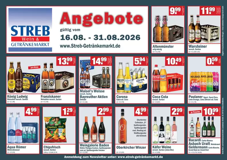 Streb Getränkemärkte Katalog | Angebote August` | 2026-08-17T00:00:00.000Z - 2026-08-31T00:00:00.000Z