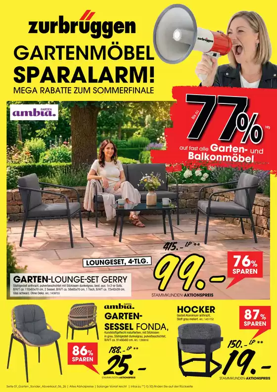 Zurbrüggen Katalog | Gartenmöbel Sparalarm | 2026-08-18T00:00:00.000Z - 2026-08-22T00:00:00.000Z