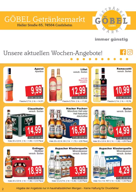 Getränke Göbel Katalog | Unsere besten Schnäppchen | 2026-08-03T00:00:00.000Z - 2026-08-29T00:00:00.000Z