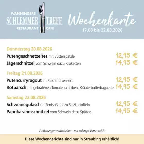 Möbel Wanninger Prospekt in Neckarsulm | Wochenkarte--- | 2026-08-18T00:00:00.000Z - 2026-08-22T00:00:00.000Z