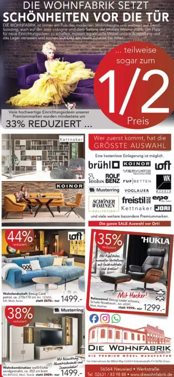 Die Wohnfabrik Katalog | Die Wohnfabrik Setzt Schinheiten Vor Die Tur` | 2026-08-19T00:00:00.000Z - 2026-12-31T00:00:00.000Z