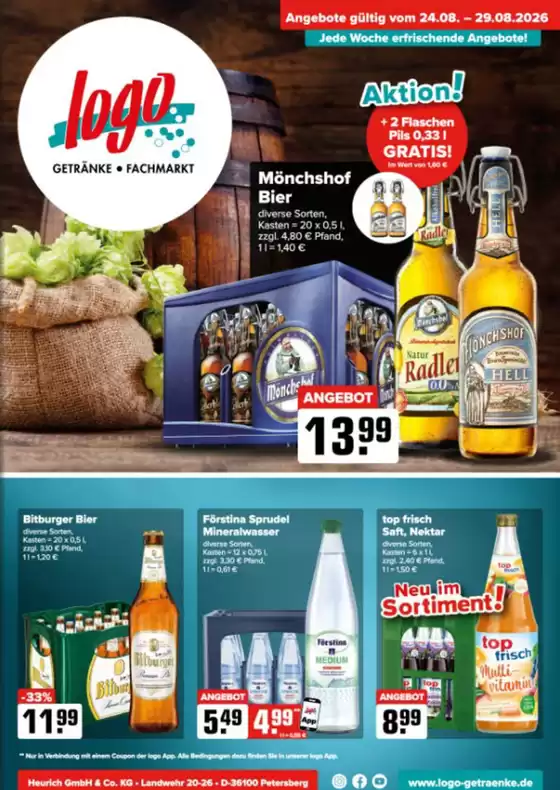 Logo Getränkemarkt Katalog | Jede Woche Erfrischende Angebote!  | 2026-08-25T00:00:00.000Z - 2026-08-29T00:00:00.000Z