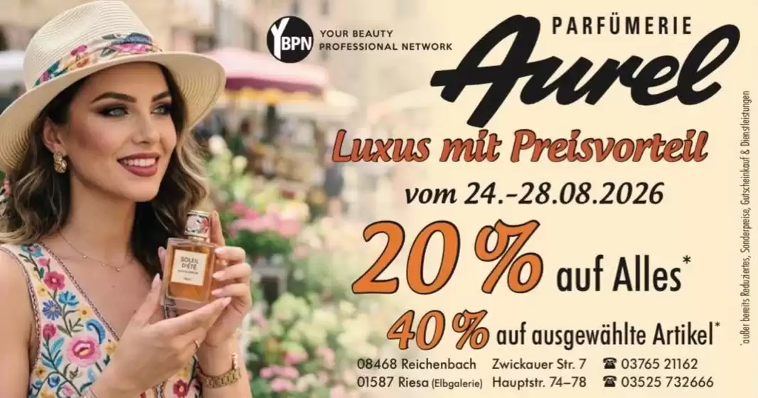 Aurel Parfümerie Prospekt in Vechta | Luxus Mit Preisvorteil | 2026-08-26T00:00:00.000Z - 2026-08-28T00:00:00.000Z