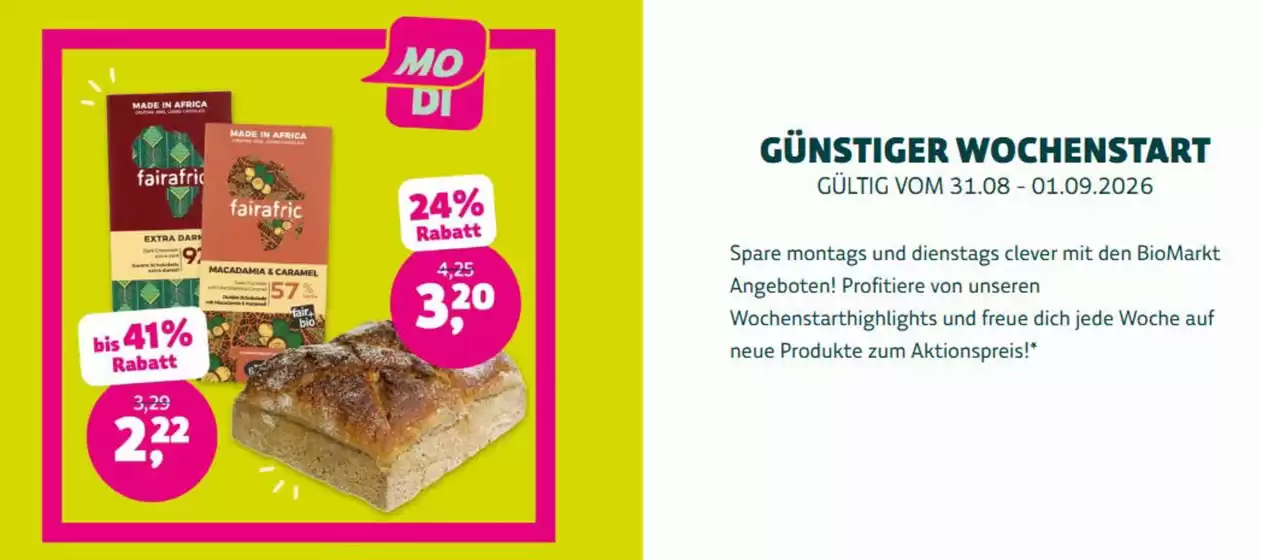 BioMarkt Prospekt in Neuburg an der Donau | Gunstiger Wochenstart !  | 2026-08-31T00:00:00.000Z - 2026-09-01T00:00:00.000Z