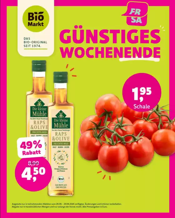 BioMarkt Katalog | Gunstiges Wochenende! | 2026-08-28T00:00:00.000Z - 2026-08-29T00:00:00.000Z