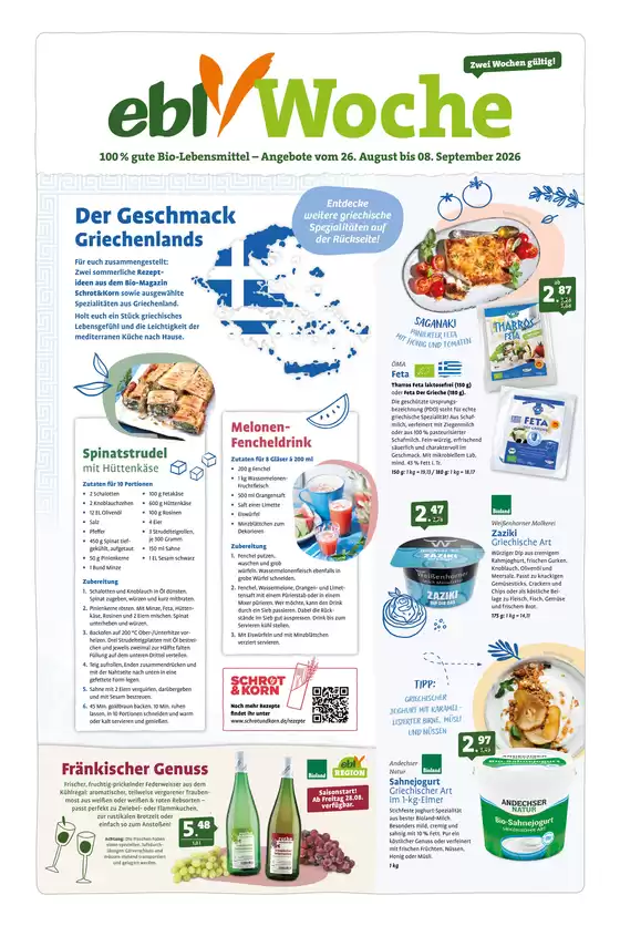 Ebl Naturkost Katalog | 100 % gute Bio-Lebensmittel ! | 2026-08-28T00:00:00.000Z - 2026-09-08T00:00:00.000Z