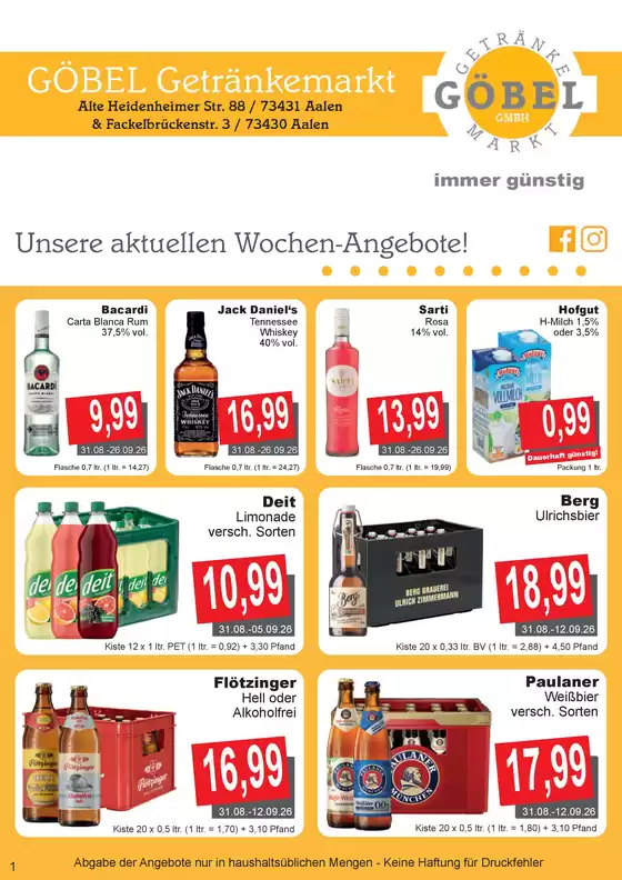Getränke Göbel Katalog | Getränke Göbel flugblatt | 2026-08-31T00:00:00.000Z - 2026-09-26T00:00:00.000Z