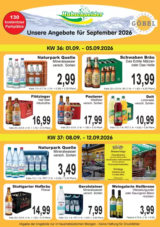 Getränke Göbel Prospekt in Karben | Rabatte und Aktionen | 2026-09-01T00:00:00.000Z - 2026-09-12T00:00:00.000Z
