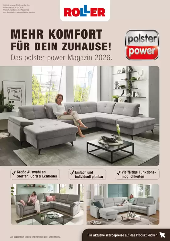 ROLLER Katalog in Niedereschach | Das polster-power Magazin 2026 | 2026-08-31T00:00:00.000Z - 2026-12-31T00:00:00.000Z