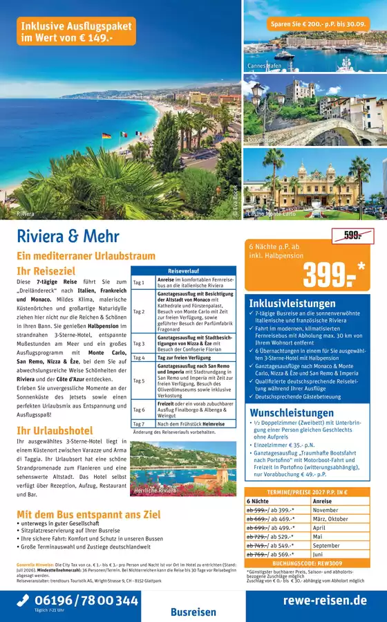 Netto Reisen Katalog | REWE Reisen Prospekt 2026 09 Busreise Riviera und Mehr | 2027-03-01T00:00:00.000Z - 2027-11-30T00:00:00.000Z