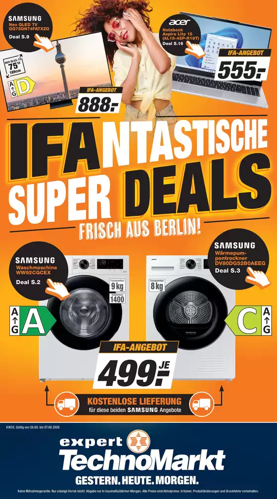 Expert Technomarkt Katalog | Ifa Natastiche Super Deals Frische Aus Berlin! | 2026-08-31T00:00:00.000Z - 2026-09-07T00:00:00.000Z
