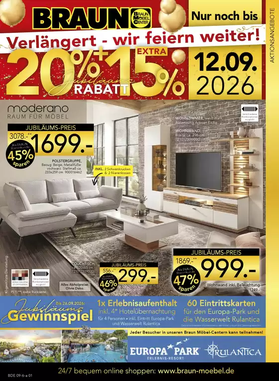 Möbel Braun Katalog in Wesel | Verkangert - Feiern Weiter ! | 2026-09-01T00:00:00.000Z - 2026-09-12T00:00:00.000Z