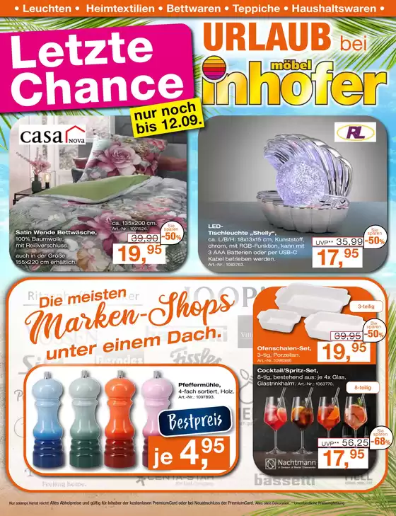 Möbel Inhofer Katalog | Urlaub bei Möbel Inhofer | 2026-09-02T00:00:00.000Z - 2026-09-12T00:00:00.000Z
